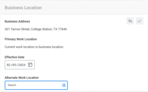 business location section of the change my work contact information business process
