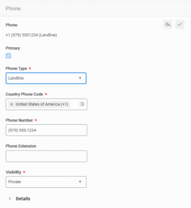 phone contact information section