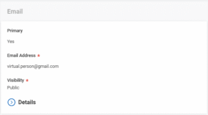 email section in the change my work contact information