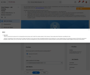 2 alerts that appear after selecting submit the first time on start job change when using job overlap period