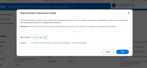 Enter date for Request Default Compensation Change