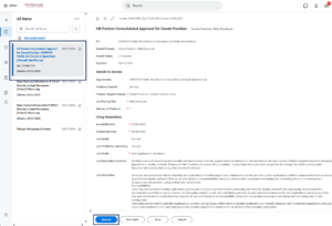 Inbox item to approve position details.