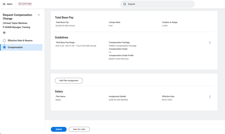Compensation Program Change Request Compensation Change