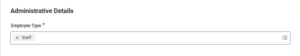 administrative details of the start job change business process