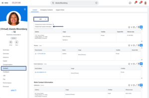 contact page on the worker profile