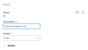 email section in the change work contact information