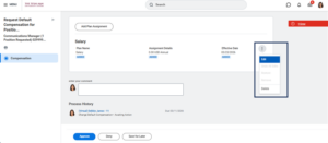 Edit the Salary section by selecting the Related Actions icon and then Edit from the menu.