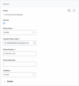 phone contact information section