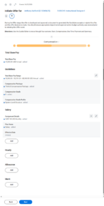 Compensation Page of the Guided Editor