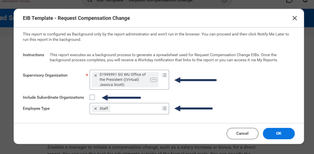 EIB Template - Request Compensation Change Report in Workday