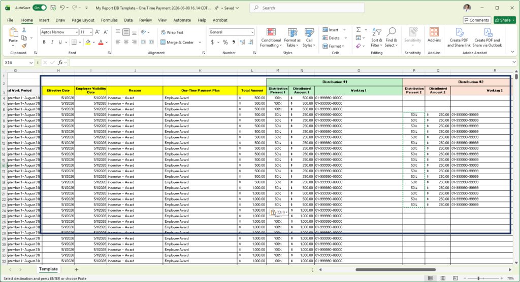 Make changes to the EIB Template as needed.