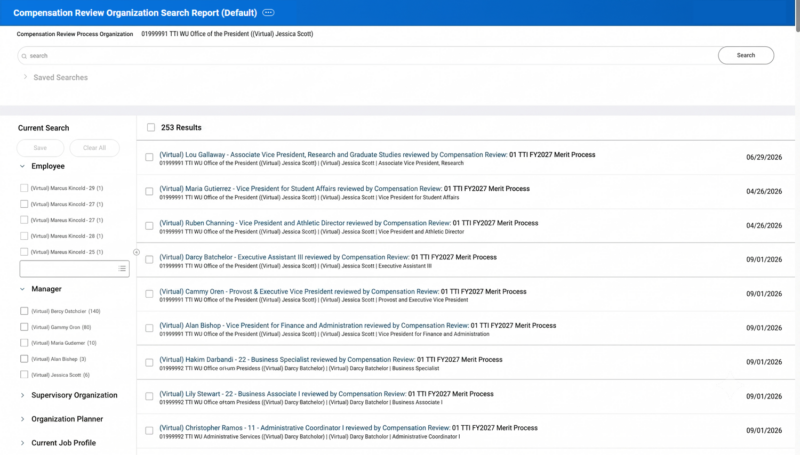 Search for Employee Filter by page.