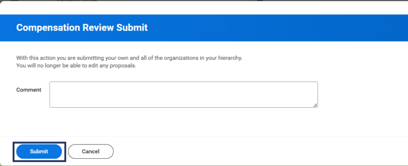 Compensation Review Submit select Submit button.
