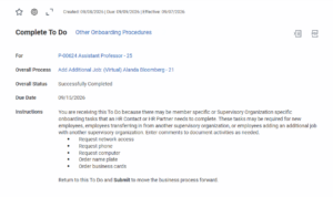 Complete To Do: Other Onboarding Procedures.