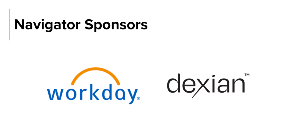 Company logos for the 2024 Navigator Sponsors: Workday and Dexian.